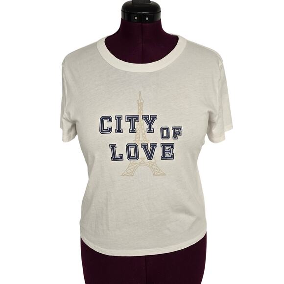 Women's LOFT City of Love Eiffel Tower Cropped Tee | Size Medium - Picture 1 of 7